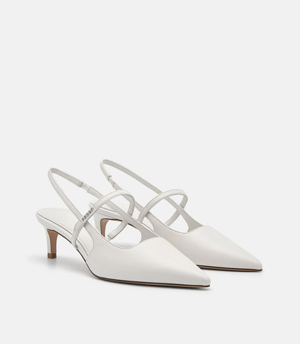 PEDRO Studio Amerie Leather Heel Pumps - Chalk