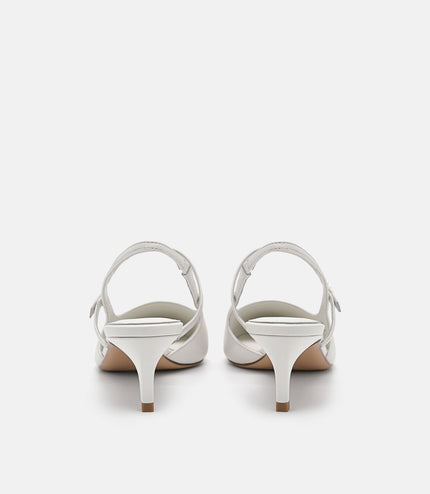 PEDRO Studio Amerie Leather Heel Pumps - Chalk