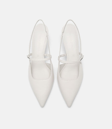 PEDRO Studio Amerie Leather Heel Pumps - Chalk
