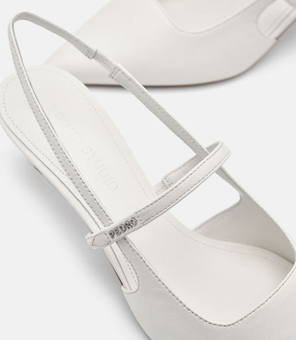 PEDRO Studio Amerie Leather Heel Pumps - Chalk