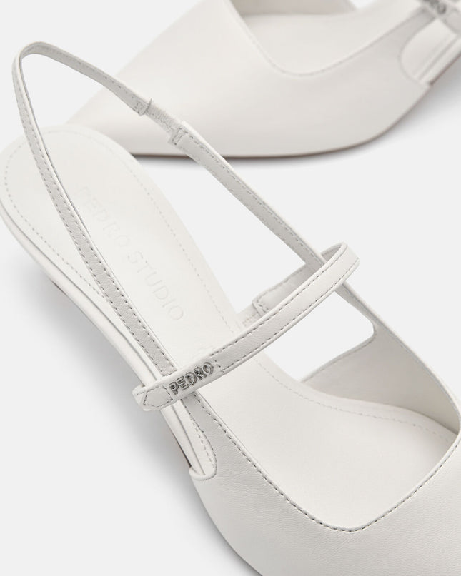 PEDRO Studio Amerie Leather Heel Pumps - Chalk