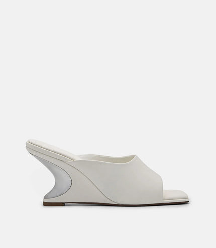 Oriana Leather Wedge Sandals - Chalk