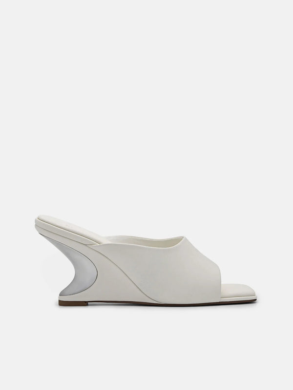 Oriana Leather Wedge Sandals - Chalk