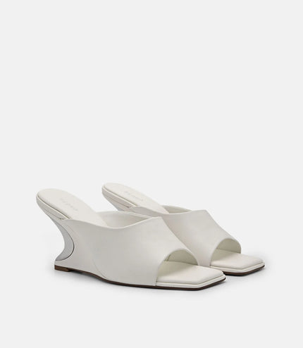 Oriana Leather Wedge Sandals - Chalk
