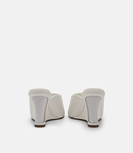 Oriana Leather Wedge Sandals - Chalk
