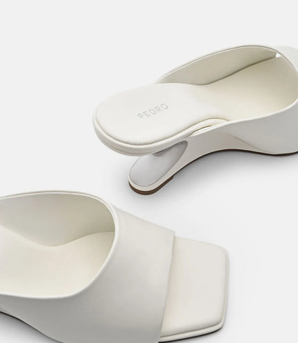 Oriana Leather Wedge Sandals - Chalk
