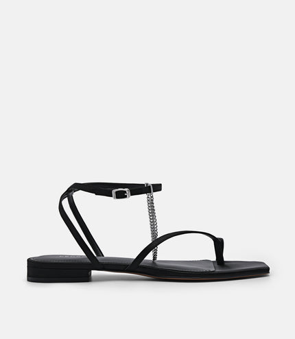 Lia Ankle Strap Sandals - Black