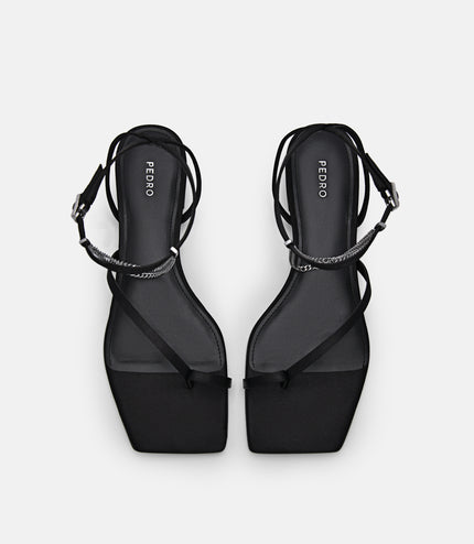 Lia Ankle Strap Sandals - Black