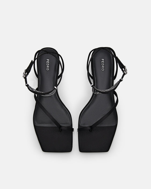 Lia Ankle Strap Sandals - Black
