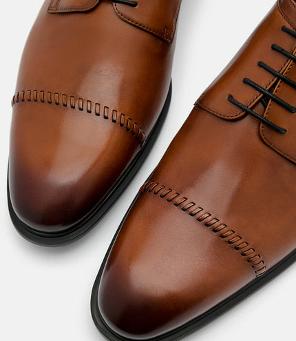 Altitude Lightweight Leather Derby Shoes - Cognac