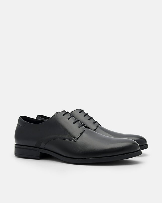 Altitude Lightweight Embossed Leather Derby Shoes - Black
