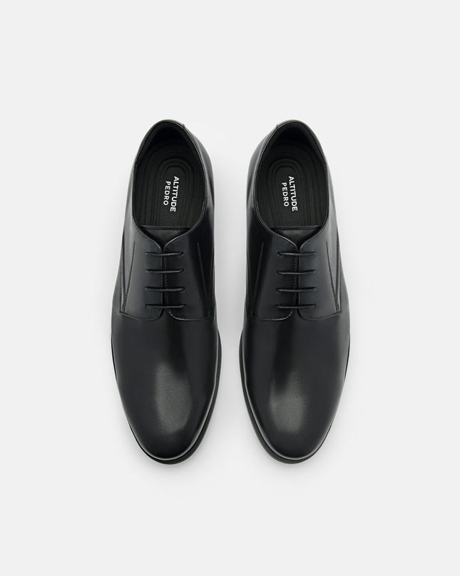 Altitude Lightweight Embossed Leather Derby Shoes - Black