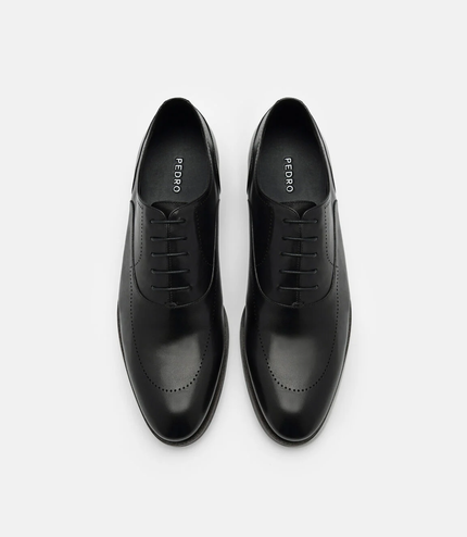 Leather Brogue Oxford Shoes - Black
