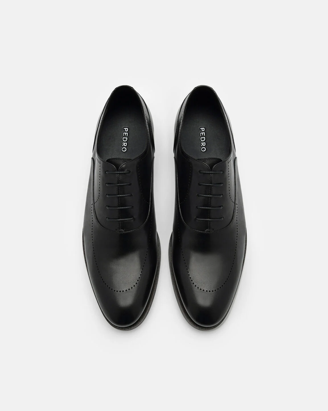 Leather Brogue Oxford Shoes - Black