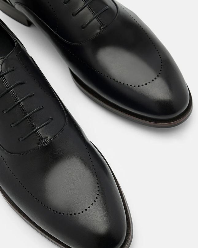 Leather Brogue Oxford Shoes - Black