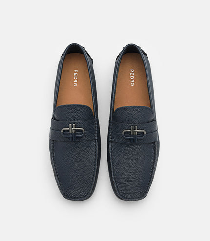 PEDRO Icon Leather Moccasins - Navy