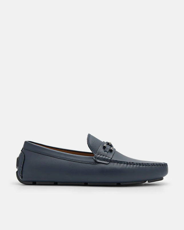 Leather Horsebit Moccasins - Navy
