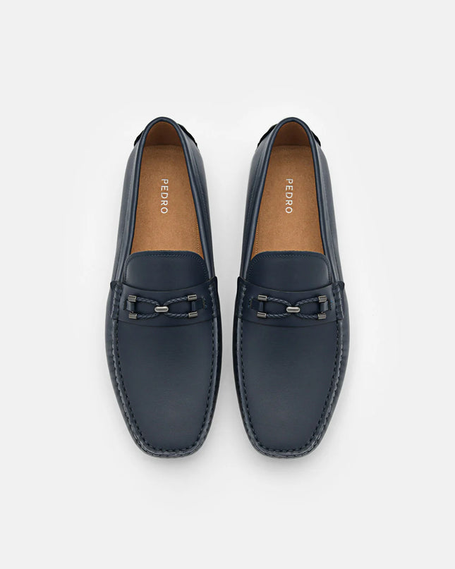 Leather Horsebit Moccasins - Navy