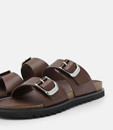 Helix Slide Sandals - Dark brown