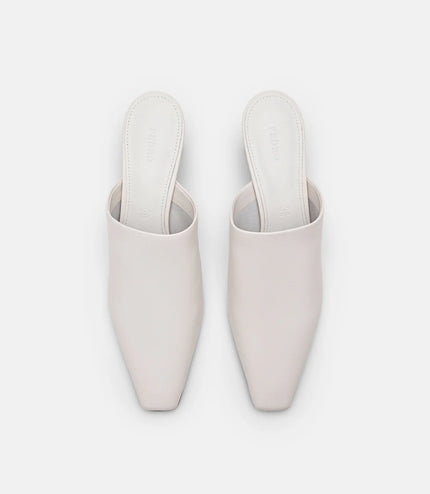 PEDRO Icon Leather Heel Mules - Chalk