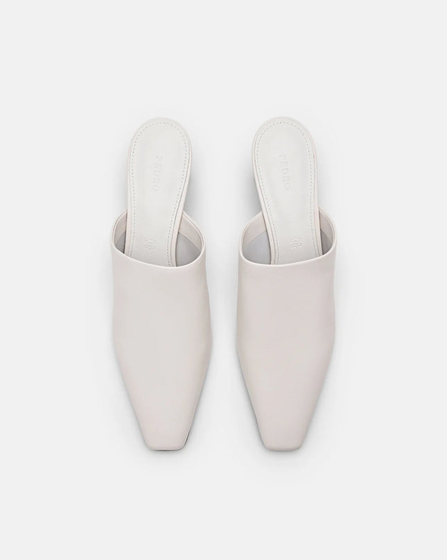 PEDRO Icon Leather Heel Mules - Chalk