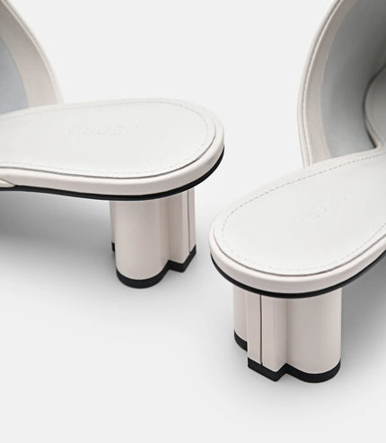 PEDRO Icon Leather Heel Mules - Chalk