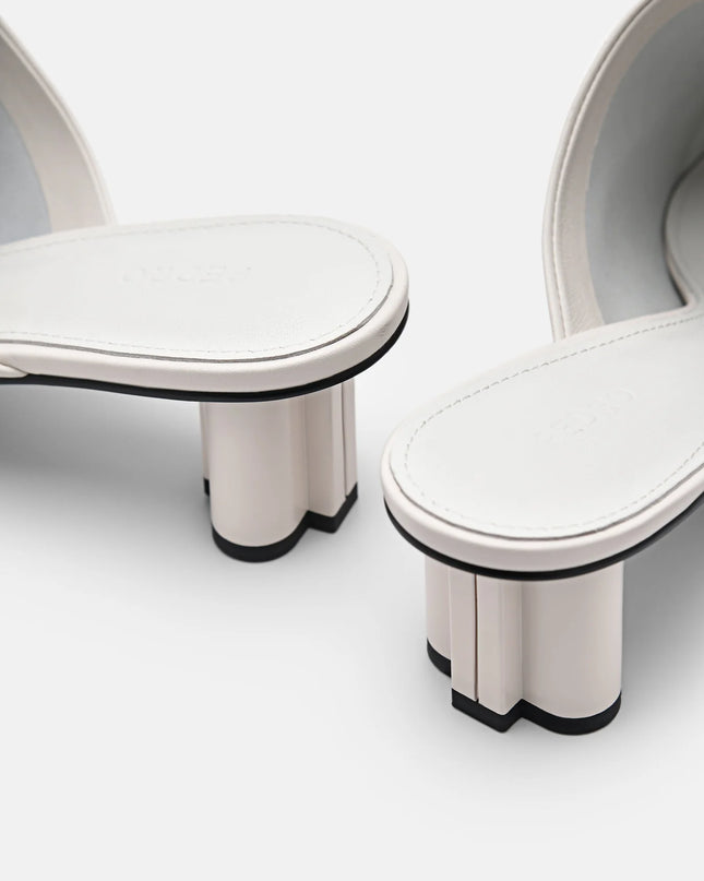 PEDRO Icon Leather Heel Mules - Chalk