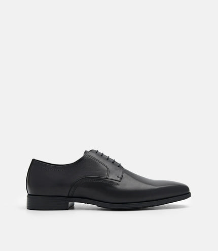 Altitude Lightweight Leather Derby Shoes - Black