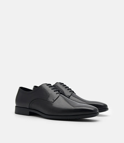 Altitude Lightweight Leather Derby Shoes - Black