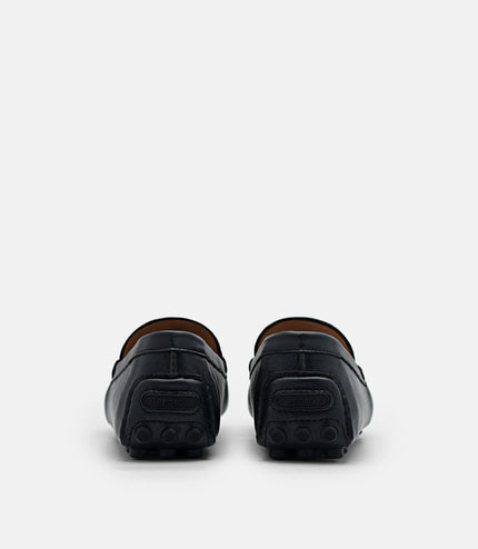 Steven Leather Horsebit Driving Shoes - Black
