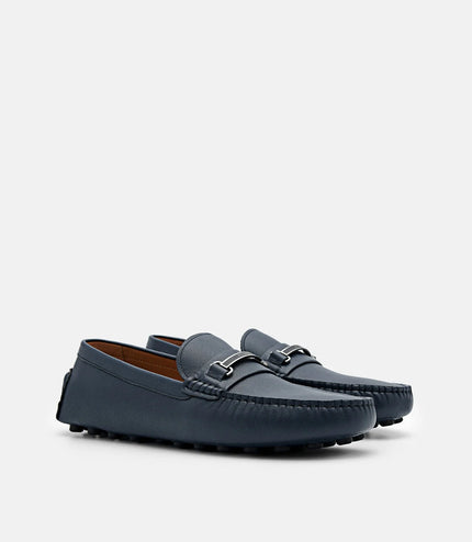 Steven Leather Horsebit Driving Shoes - Navy