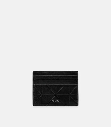 Taper Leather Card Holder in Pixel - Black