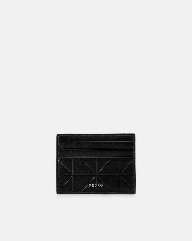 Taper Leather Card Holder in Pixel - Black