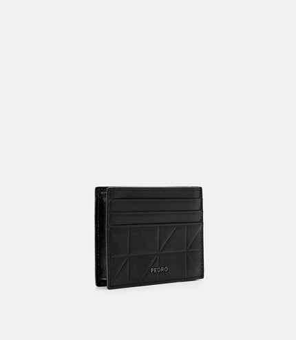 Taper Leather Card Holder in Pixel - Black