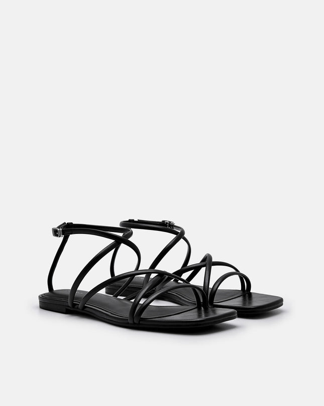 Pallas Ankle Strap Sandals - Black