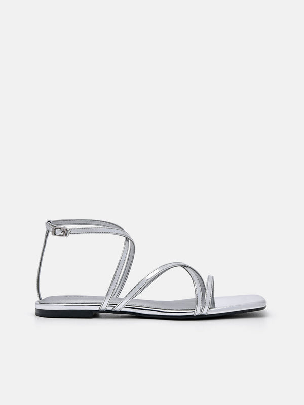 Pallas Ankle Strap Sandals - Silver