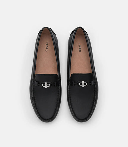 PEDRO Icon Leather Horsebit Driving Shoes - Black