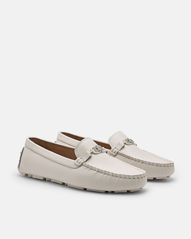 PEDRO Icon Leather Horsebit Driving Shoes - Chalk