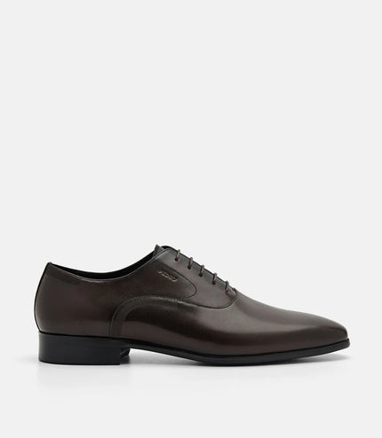 Burnished Leather Oxford Shoes - Dark Brown