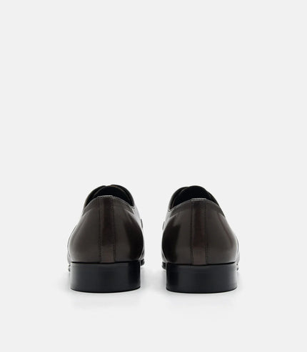 Burnished Leather Oxford Shoes - Dark Brown