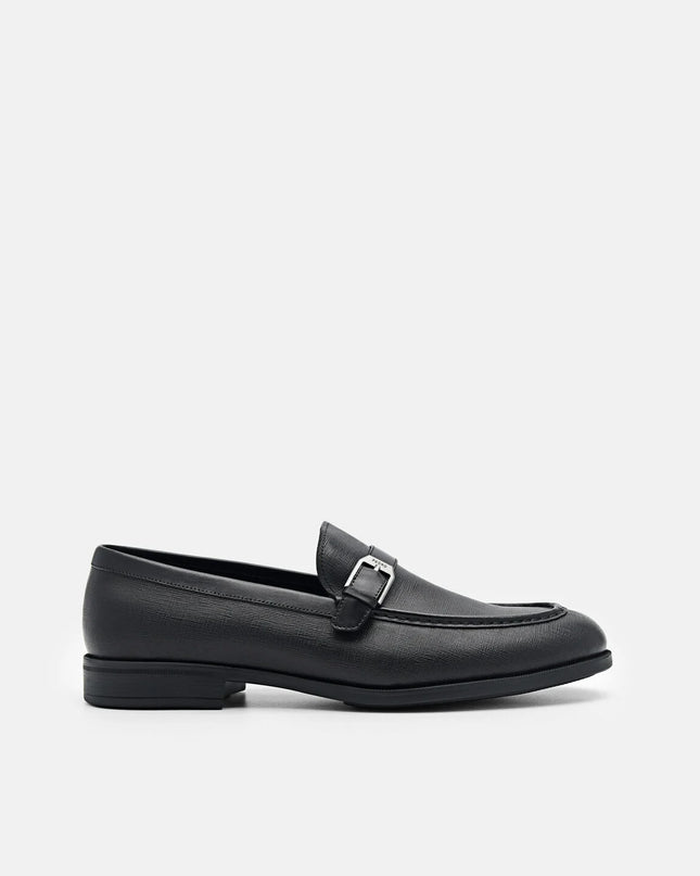 Altitude Lightweight Saffiano Leather Loafers - Black