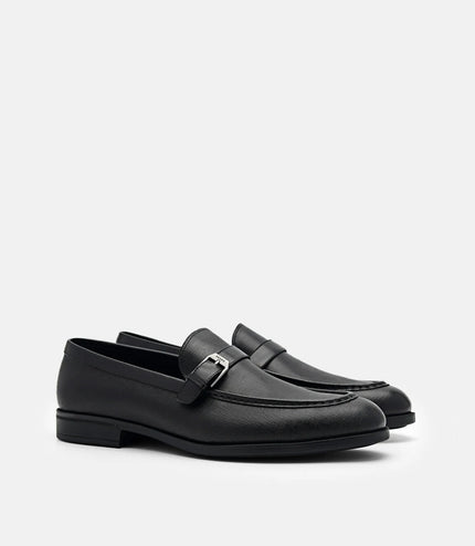 Altitude Lightweight Saffiano Leather Loafers - Black