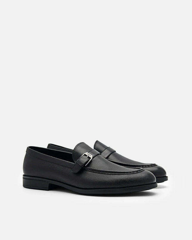 Altitude Lightweight Saffiano Leather Loafers - Black