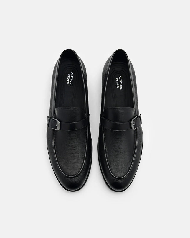Altitude Lightweight Saffiano Leather Loafers - Black