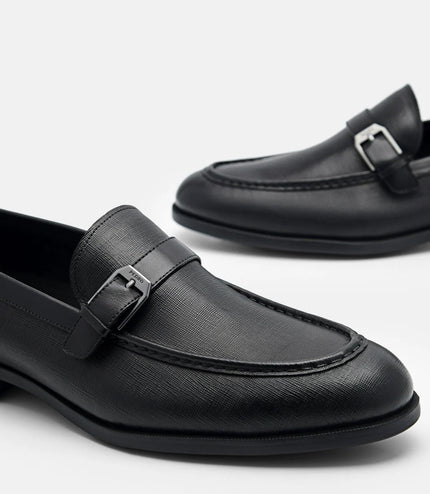 Altitude Lightweight Saffiano Leather Loafers - Black