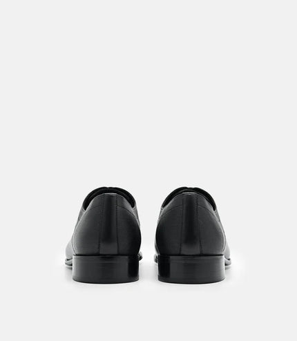 Saffiano Leather Derby Shoes - Black