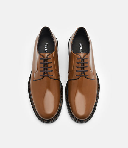 Leather Derby Shoes - Cognac