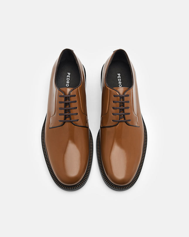 Leather Derby Shoes - Cognac