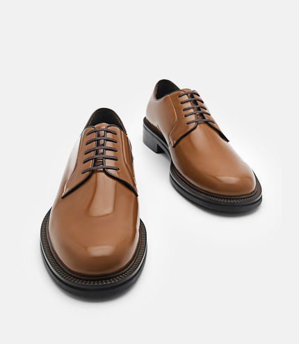 Leather Derby Shoes - Cognac