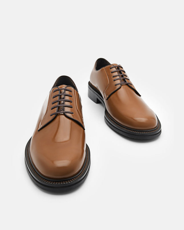 Leather Derby Shoes - Cognac